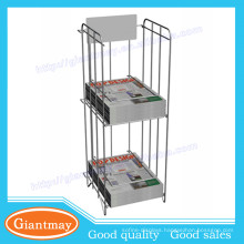 Professional design metal 2 shelf wire newspaper rack